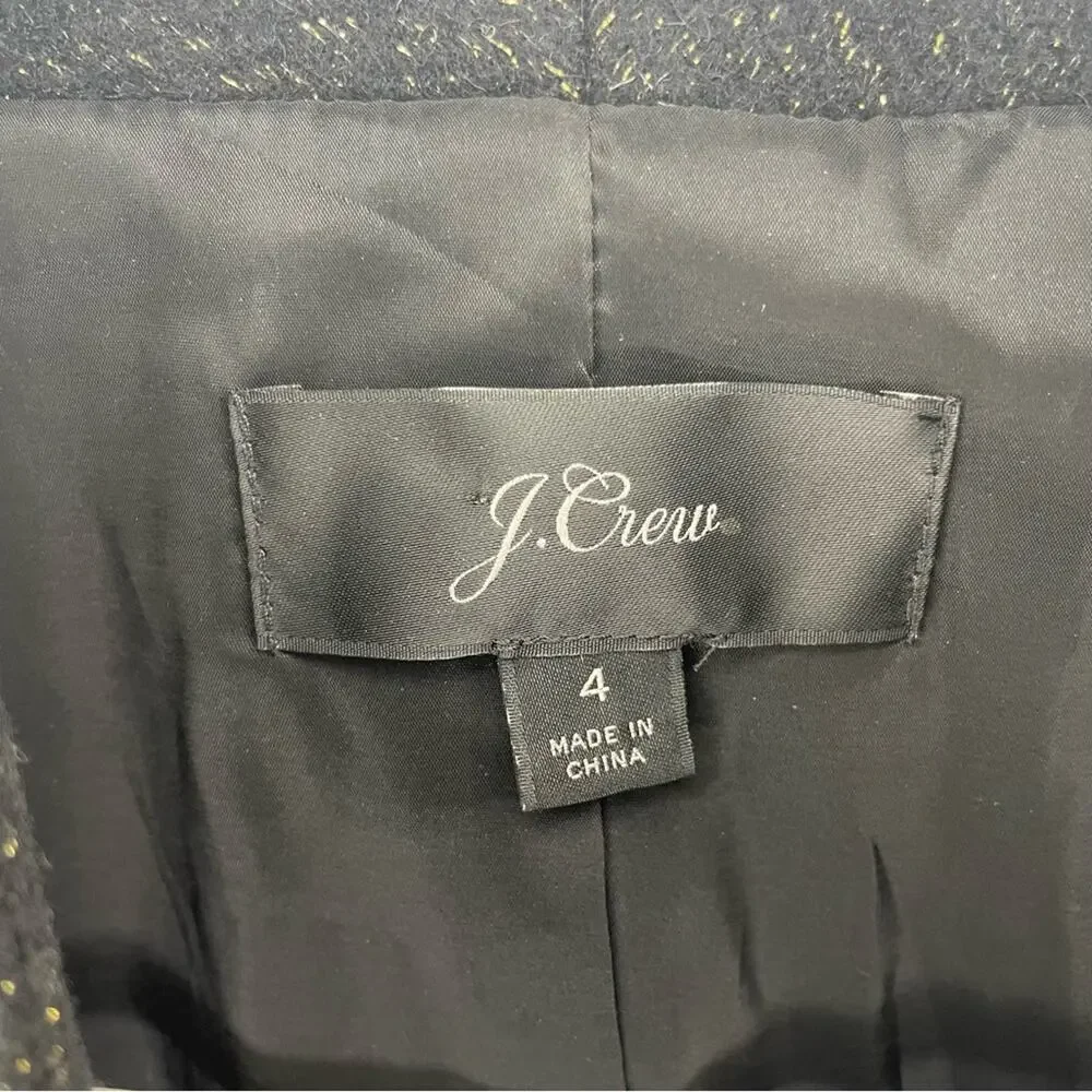 J. Crew Going Out Slim Fit Blazer in Black Tinsel Tweed Size 4